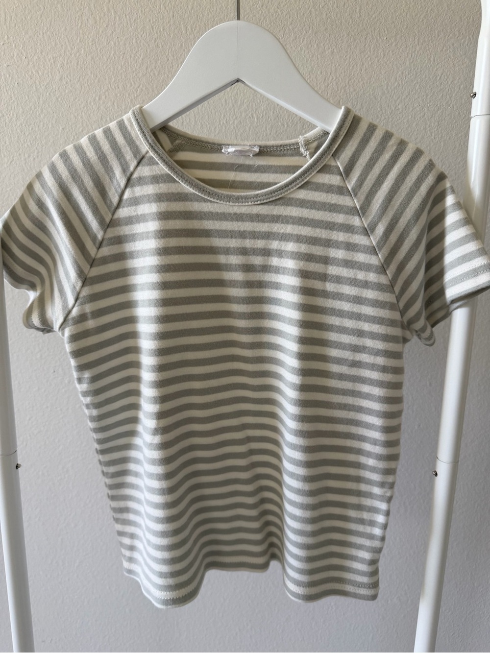 Jamie Kay Striped Tee in White & Light Gray